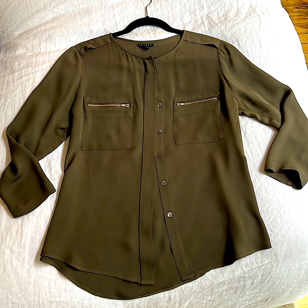 Theory Blouse Button Up 100% Silk